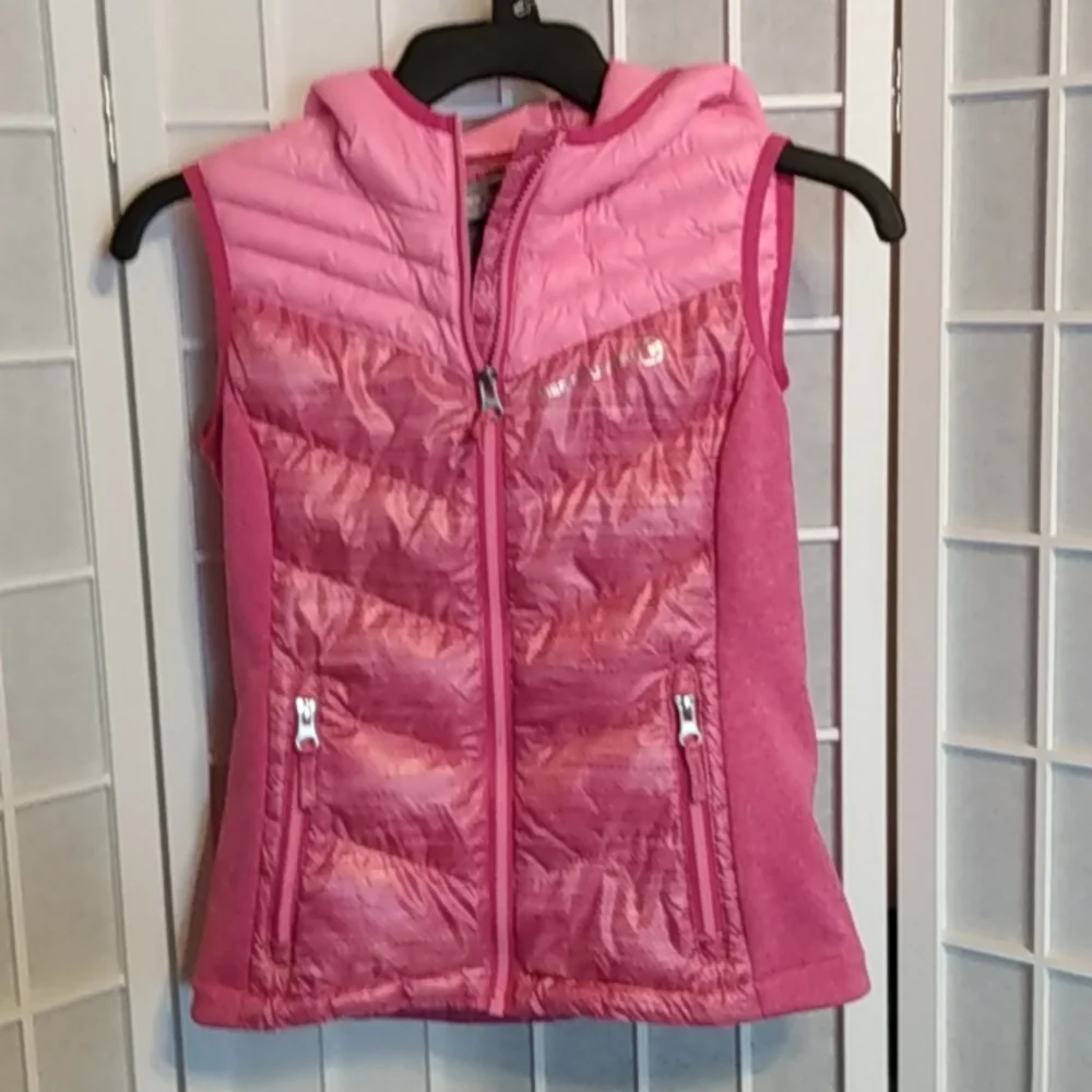Free Country Girls Pink Hooded‎ Down Puffer Vest Lightweight Size S 7-8